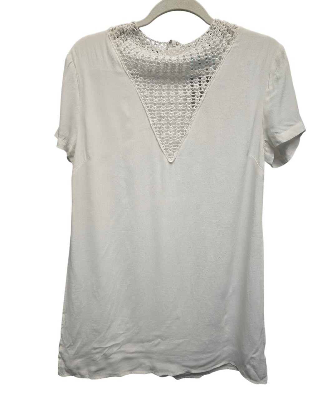 Karlie White Crochet V Neck Dress Split Sides Sz. L  NWT